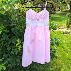 Katlynn Lilly Pulitzer Dress Striped hot Pink seersucker linen, lined